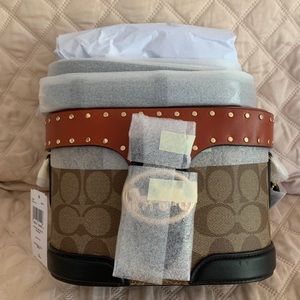 COACH GEORGIE GEM CROSSBODY IN COLORBLOCK SIGNATURE CANVAS WITH RIVETS C7231